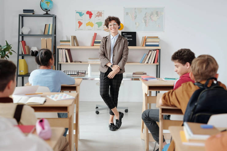 Teacher watching her students